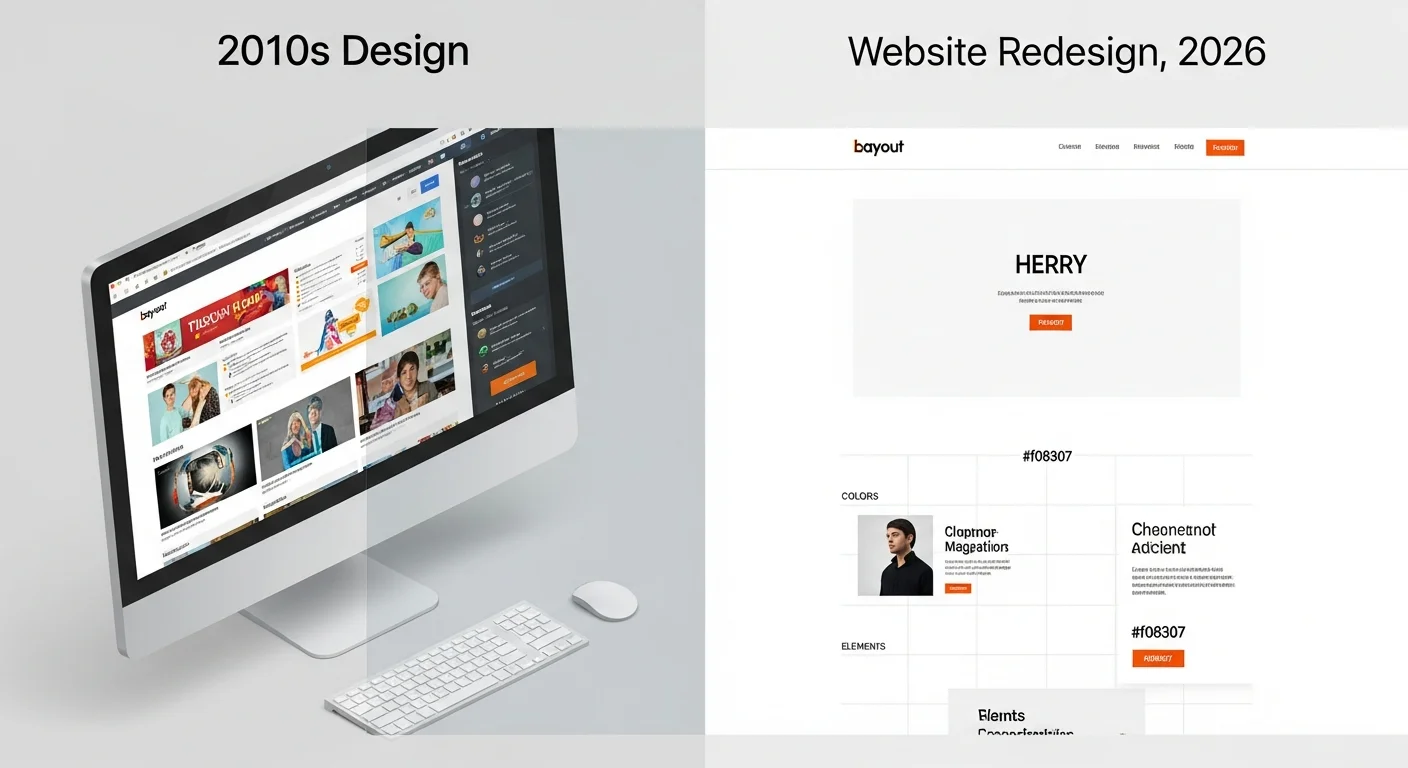 Before and after website redesign: visual comparison of old and modern design
