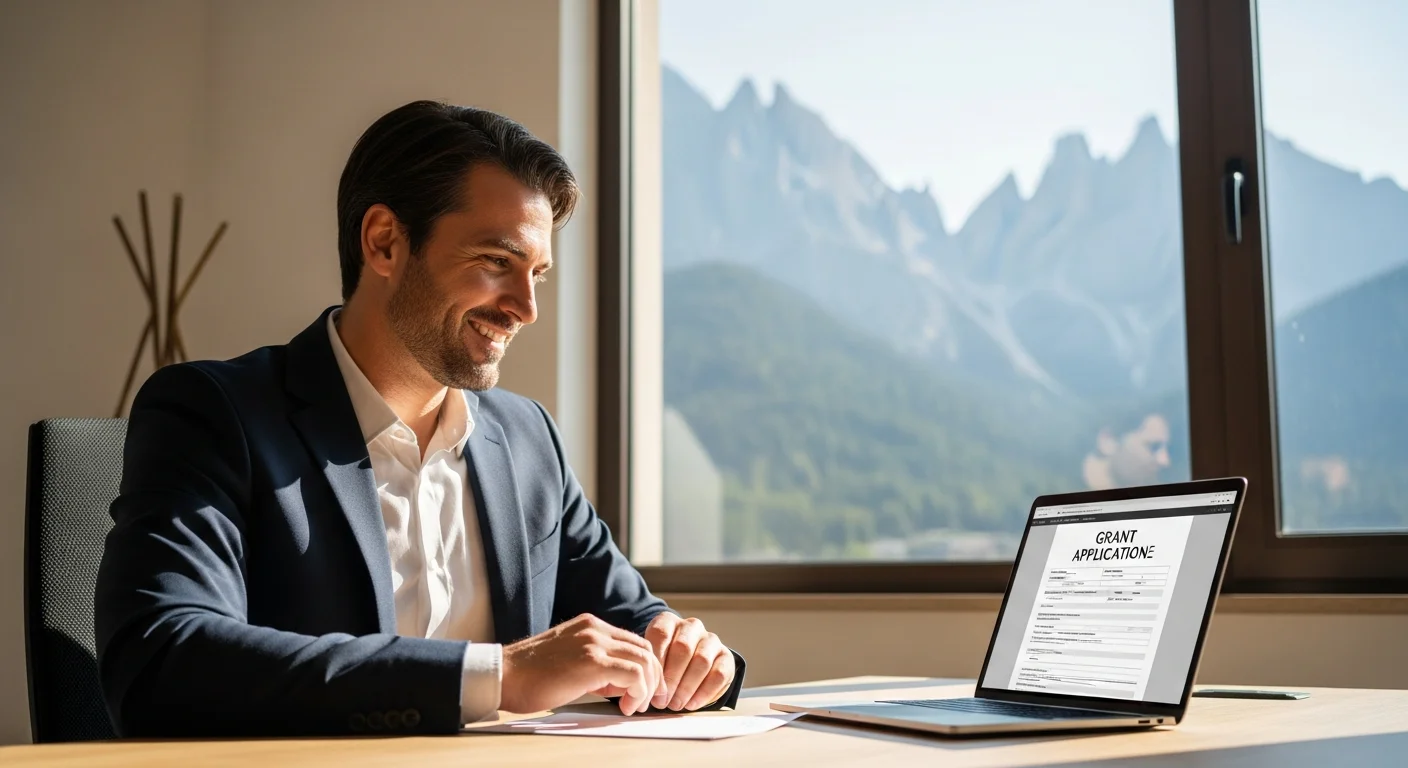 Trentino business owner checking the ESG energy and digital grant 2026