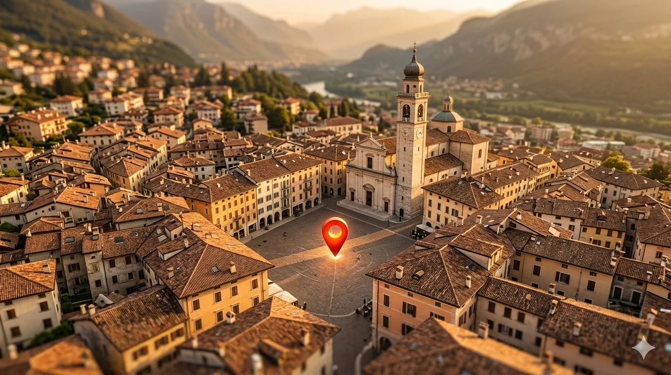 Smartphone con risultati Google Maps e attività locali davanti a un negozio italiano